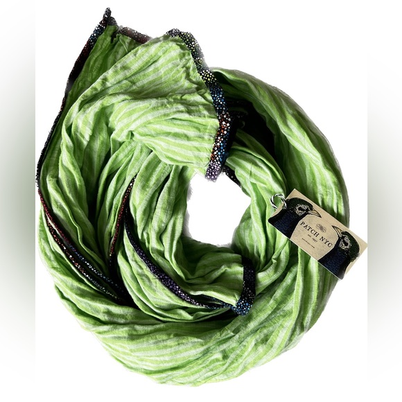 Patch NYC Linen Scarf with Beautiful Multi Trim - Picture 1 of 7